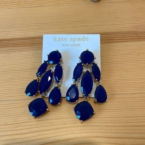 New Kate Spade Chandelier blue gemstone jewel earrings
